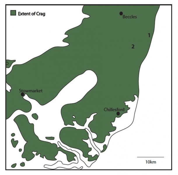 Norwich Crag map